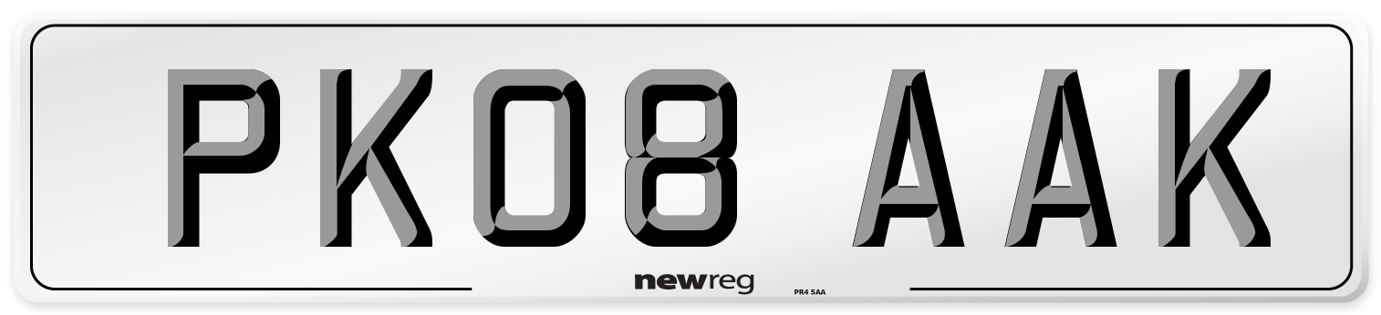 PK08 AAK Number Plate from New Reg